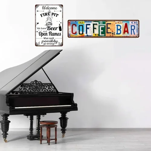 Miniatura 2 de MOSM Divertido letrero de metal vintage – Welcome to the Fire Pit, We Have Beer and Open Flames – Decoración de pared retro al aire libre para patio