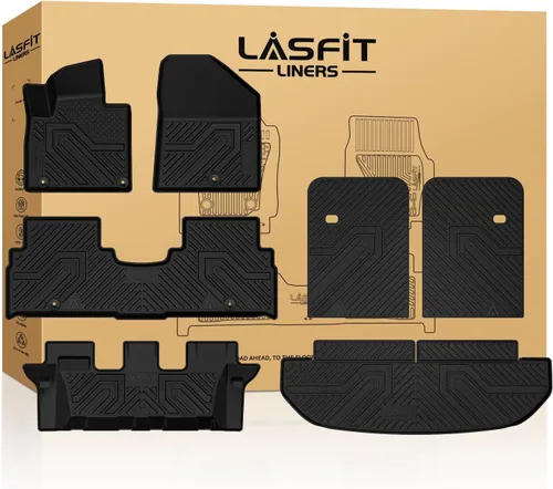 Miniatura 30 de LASFIT Tapete de carga y respaldo para Nissan Armada/Infiniti QX80 2019-2024, TPE para todo tipo de clima, ajuste personalizado, fácil de limpiar