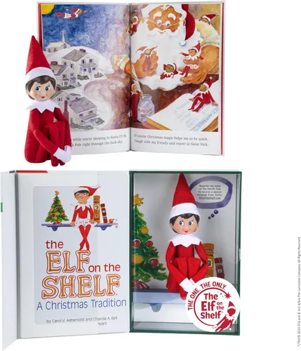 Elfo en el estante: una tradición navideña - Elfo de niña de la Patrulla de Salvamento con ojos azules - Incluye libro de cuentos bellamente