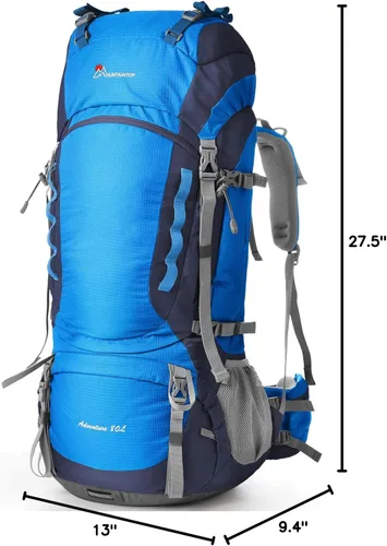 Miniatura 9 de MOUNTAINTOP Mochila de marco interno de 80L para hombre y mujer Mochila de senderismo con cubierta de lluvia Azul-80L