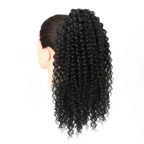Miniatura 2 de Vigorous Extensión de Cola de Caballo con Cordón de 14 Pulgadas Afro Rizada Corta y Crespa para Mujeres Africanas Colas de Caballo Esponjosas