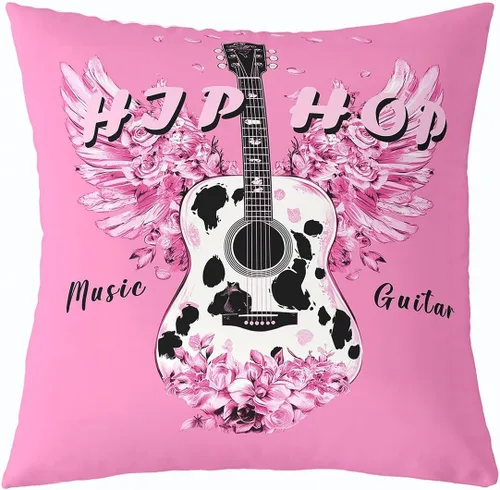 Miniatura 31 de Castle Fairy Cowboy Boots Throw Pillow Cover 16"x16" Bohemia Musical Guitar Pillowcase Western Rustic Cowgirl Reversible Print Cushion Cover Music