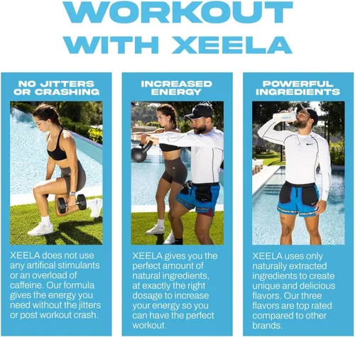Miniatura 4 de XEELA Polvo para antes del entrenamiento, limpio y probado, sin nerviosismo, seguro y natural, aumenta la energía termogénica, la concentración
