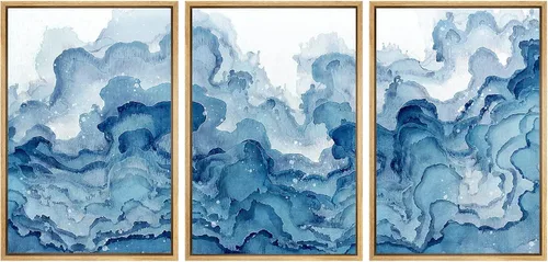Miniatura 48 de SIGNWIN Lienzo enmarcado para pared, juego de arte dramático de cielo tormentoso, ilustraciones de paisaje nuboso Moody, arte moderno decorativo