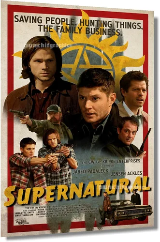 Supernatural Winchester Brothers - Póster de película retro, regalo impreso, para el hogar, oficina, obras de arte, arte vintage para sala de estar,