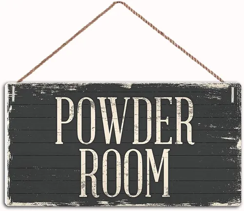 Letrero de madera vintage para puerta de baño, baño, decoración familiar, 12 x 6 pulgadas (XXQ148)