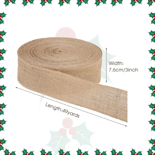 Miniatura 3 de Tatuo Cinta de arpillera de 49 yardas, tela de yute natural, manualidades, boda, arpillera, cinta de bricolaje para envolver regalos, decoración