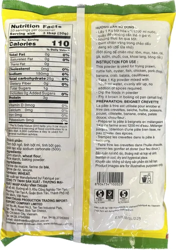 Miniatura 2 de Vinh Thuan — Mezcla de polvo frito crujiente — Revestimiento de harina para freír — Pan rallado — Chien Gion, 1 bolsa (35.3 oz)