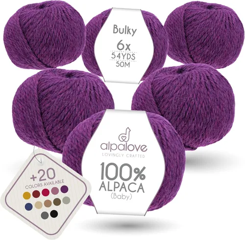 Miniatura 28 de Set de Lana Abultada (6 x 50 g) Súper Suave de Alpaca Bebé para Tejer Antracita 300 Metros