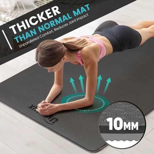 Miniatura 3 de UMINEUX Tapete de yoga grande para hombres y mujeres de 1/4 y 2/5 pulgadas, extra grueso, TPE para entrenamiento en casa, gimnasio, antideslizante