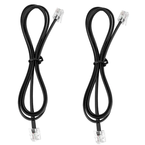 LanSenSu Cable RJ12 RJ12 6P6C macho a macho recto con cable para uso de datos y voz, paquete de 2 unidades (negro, 3.3 pies)
