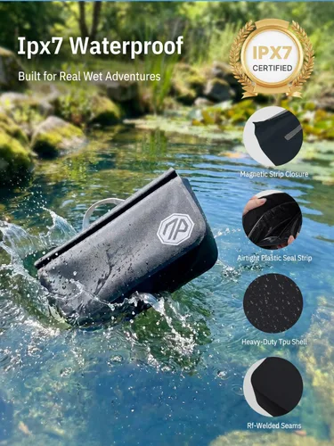 Miniatura 3 de niphean Riñonera impermeable IPX7 con cierre magnético con una sola mano, bolsa seca impermeable duradera, para kayak, remo, crucero en la playa