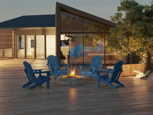 Miniatura 2 de MUCHENGHY Sillas Adirondack plegables HDPE resistentes a la intemperie, sillas para fogata de patio, silla exterior resistente, sillas de césped