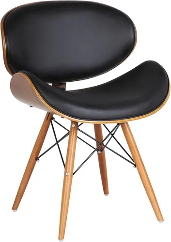 Armen Living Cassie - Silla de comedor en piel sintética negra y acabado de madera de nogal, 20 pulgadas de profundidad x 21 pulgadas de ancho x 31