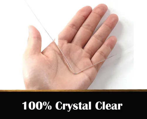 Miniatura 3 de Leoewo Protector de mesa de PVC transparente de 17 x 36 pulgadas, rectangular, de 1.5 mm de grosor, impermeable, de vinilo transparente, protector