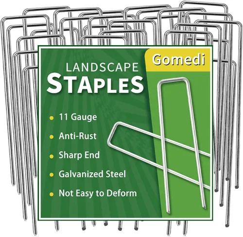 Grapas de paisaje galvanizadas de 8 pulgadas, 120 piezas, estacas de jardín de metal de 1.6 pulgadas, grapas de jardín para césped calibre 11