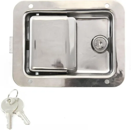 Miniatura 2 de Cerradura de puerta de automóvil, juego de cerradura y pestillo de puerta de camión, manija de pestillo de puerta de remo de remolque, cerradura