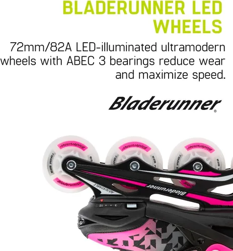 Miniatura 5 de Bladerunner by Rollerblade Phoenix Flash - Patín en línea ajustable para niños, negro/rosa