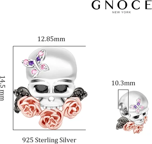 Miniatura 7 de GNOCE Skull Charms for Bracelet 925 Sterling Silver Halloween Charms for Women Girls Wife Daughter Christmas Gift