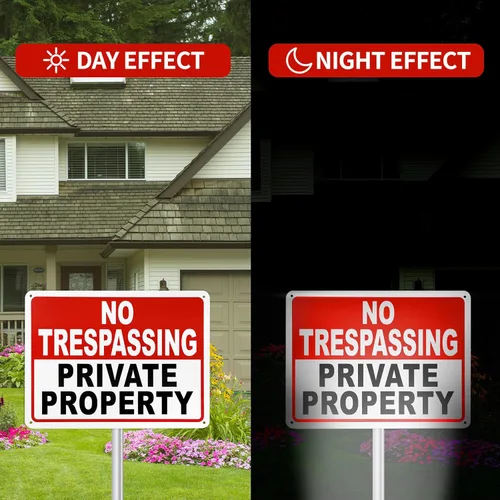 Miniatura 2 de 2 paquetes de señales de no trespassing de propiedad privada – 10x7 pulgadas de aluminio libre de óxido, impreso con UV, recubrimiento reflectante