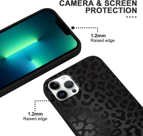 Miniatura 3 de Paquete de 2 Fundas de Teléfono con Bonito Estampado de Guepardo para Apple iPhone 13 Pro de 6.1 Pulgadas, Fundas de Diseño de Patrón de Leopardo
