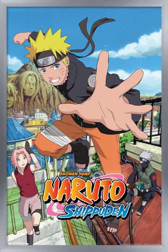 Miniatura 11 de Trends International Naruto Shippuden - Póster de pared de salto, 14.725 x 22.375 pulgadas, versión enmarcada de madera de granero