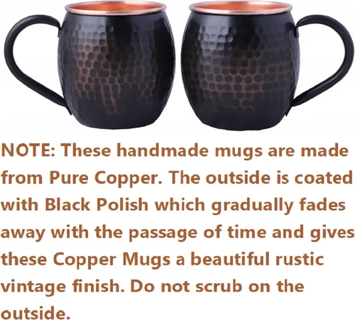 Miniatura 6 de STAGLIFE Tazas negras de 16 onzas de cobre puro para beber regalos para él en aniversario, tazas de cobre genuino para mulas de Moscú martilladas
