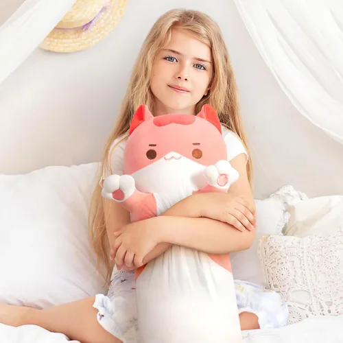 Miniatura 5 de Caaaat Almohada larga de felpa con forma de gato – Lindo animal de peluche suave, almohada extra larga para acurrucarse, regalo para niños y niñas