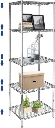 Miniatura 16 de BNSPLY Estantería ajustable de 3 niveles, estante de alambre de metal con certificado NSF, pies niveladores, estante de almacenamiento de pie