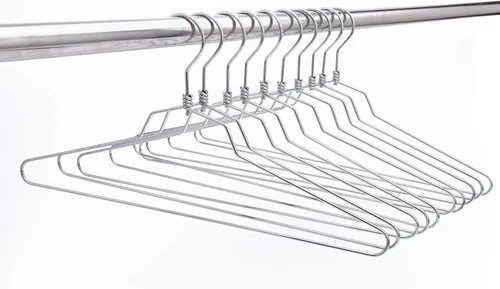 Miniatura 3 de Perchas de metal de calidad, gancho giratorio, acero inoxidable, resistente, ropa de alambre, 10 estándar, 17 pulgadas