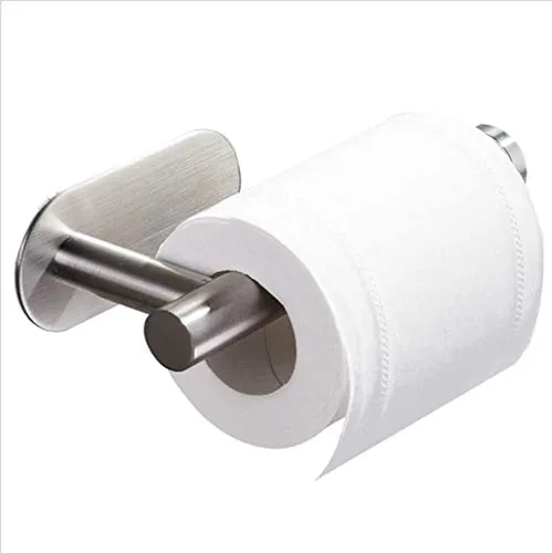 DGWHYC Portarrollos de papel higiénico de 3M sin necesidad de taladrar para baño y lavabo, SUS304 de acero inoxidable níquel cepillado (plata),