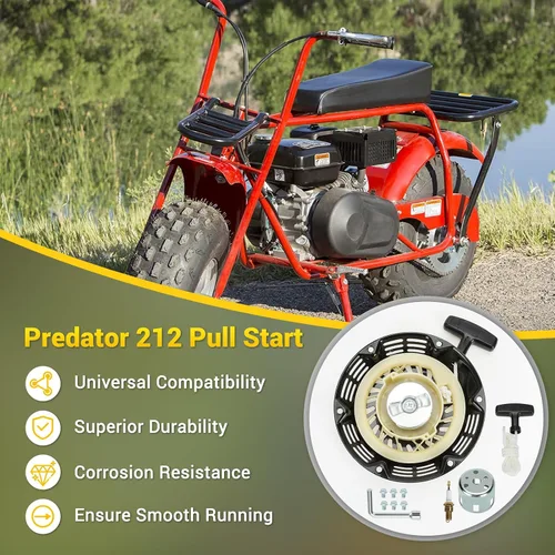 Miniatura 2 de HIAORS Conjunto de Arranque de Retroceso con Tirador de 212cc de Repuesto para Motor Predator 196cc 5.5HP 6.5HP Coleman Mini Bike CT200U BT200X Baja