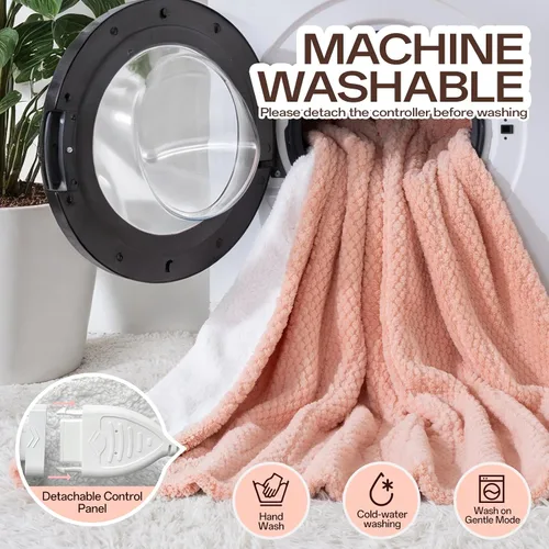 Miniatura 6 de Manta eléctrica térmica tamaño King, 90 x 100 pulgadas, manta eléctrica de calentamiento rápido con control dual, 8 niveles de calor y 10 horas