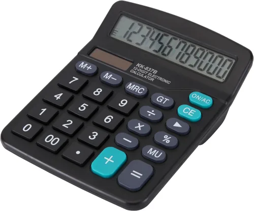 Miniatura 2 de Calculadora de escritorio Calculadora de oficina de 12 dígitos con pantalla grande, energía solar dual y batería, calculadora de botón grande