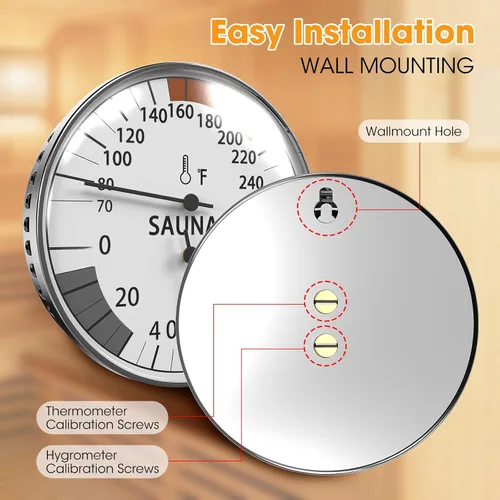 Miniatura 3 de Termómetro e higrómetro de sauna 2 en 1, monitor de humedad, accesorios de sauna para saunas de vapor infrarrojos, accesorios de sauna