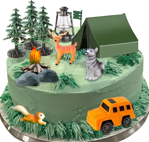 Miniatura 5 de 16 decoraciones para tartas de campamento, decoración de tartas junto a la hoguera, bosque, decoración para tartas para niños, camping, fiesta