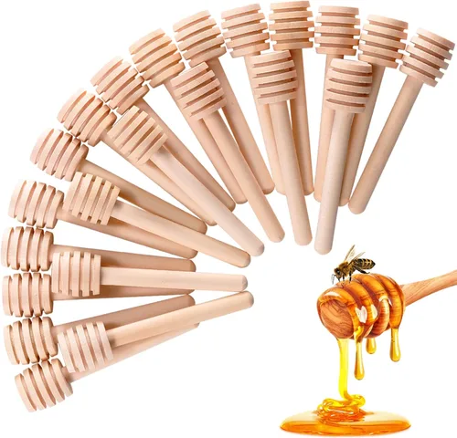 25 piezas de palitos para miel, mini palito de panal de madera de 3 pulgadas, cucharitas pequeñas para miel, palito agitador para frasco de miel,