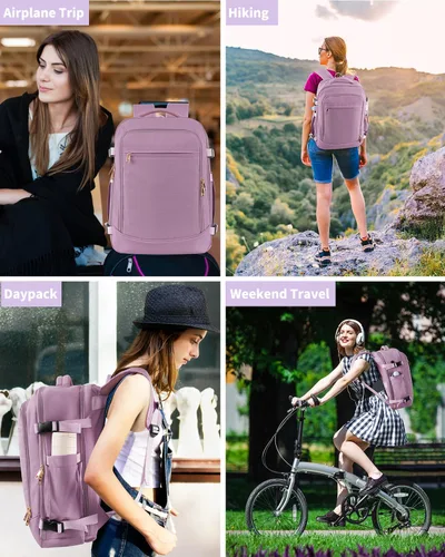 Miniatura 9 de Mochila de viaje para mujeres y hombres, mochila aprobada para vuelos de 40 L, bolsa de viaje para artículos personales con múltiples bolsillos