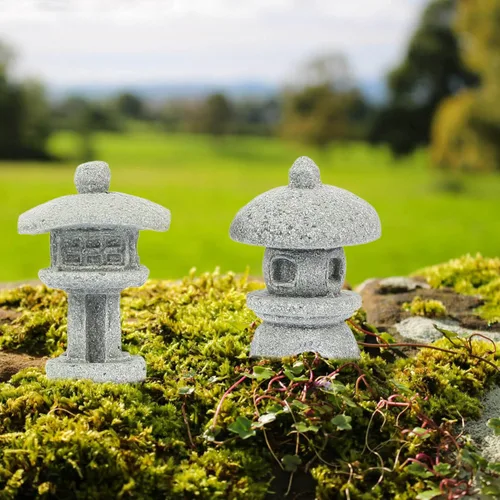 Miniatura 3 de Yardwe Juego de 4 mini estatuas de pagoda japonesas para jardín zen, micro paisaje, decoración interior y exterior, 1.25 x 0.82 x 0.82 pulgadas