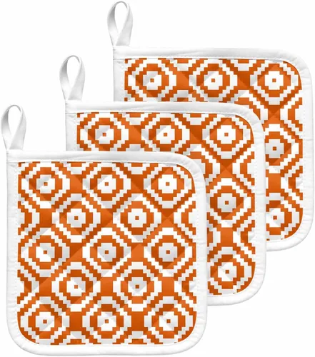 Miniatura 11 de Juego de 2 soportes para ollas de coral oceánico para cocina, platos para horno, almohadillas a prueba de calor con lazo para colgar, agarraderas