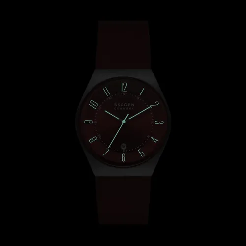 Miniatura 5 de Skagen Mens Grenen Three-Hand Date Watch with Steel Mesh or Leather Band