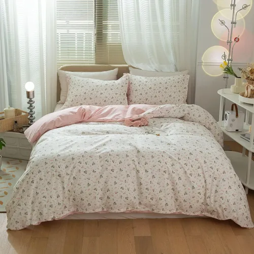 Miniatura 2 de AMWAN Juego de funda de edredón floral bohemio de algodón, ropa de cama con estética de jardín, elegante, botánico, con cierre con cremallera y 4