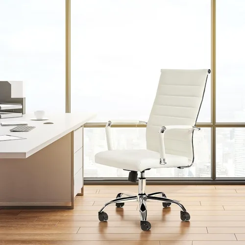 Miniatura 2 de Our Modern Space Silla de escritorio ejecutiva acanalada con respaldo alto y soporte lumbar ergonómico, ruedas giratorias, ruedas multisuperficie