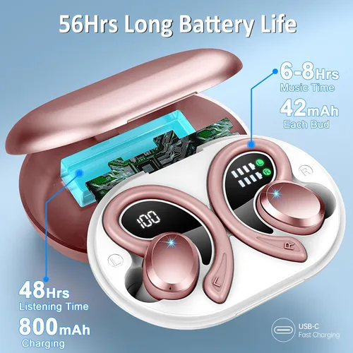Miniatura 4 de Auriculares Inalámbricos Deportivos, Auriculares Bluetooth 5.4 2025 con Graves Hi-Fi Estéreo Over Ear, 56Hrs Auriculares con Cancelación de Ruido