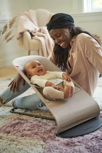Miniatura 3 de BabyBjörn Bouncer Balance Soft, Algodón/Jersey, Beige/Gris 2-en-1 Asiento Ajustable para Bebé y Silla para Niños Pequeños, Recién Nacido a Niño