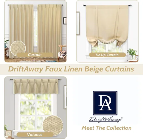 Miniatura 5 de DriftAway Cortinas opacas plisadas para dormitorio, con aislamiento térmico y textura para sala de estar, privacidad con pestaña trasera, juego de 2