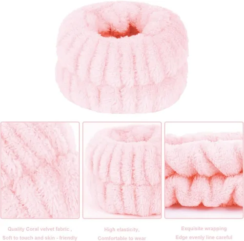 Miniatura 4 de Diadema de spa, juego de toallas de muñeca para lavar la cara, diademas para el cuidado de la piel para mujeres, toalla de tela de toalla hinchada