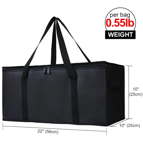 Miniatura 2 de Bodaon Paquete de 2 bolsas aisladas para entrega de alimentos, 22 x 10 x 10 pulgadas, bolsas aisladas para entrega de pizza para alimentos Negro