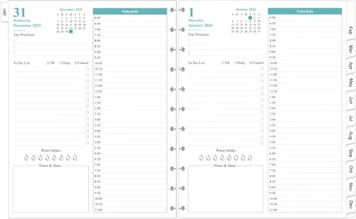 Miniatura 11 de Recambios de agenda 2026 para carpeta A5, agenda diaria y mensual de una página por día, de enero de 2026 a diciembre de 2026, lista de tareas