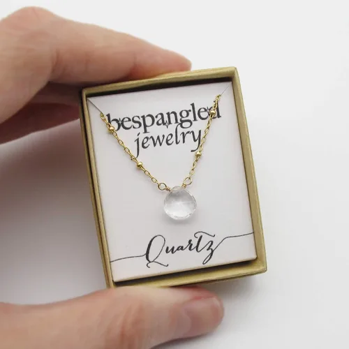 Miniatura 31 de Collar con colgante de piedra natal con piedra preciosa genuina, relleno de oro de 14 quilates, 18 pulgadas